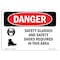 Signmission OSHA Danger, Glasses And Shoes Required, 14in X 10in Rigid Plastic, 14" W, 10" H, Landscape OS-DS-P-1014-L-1556 - alternate 1